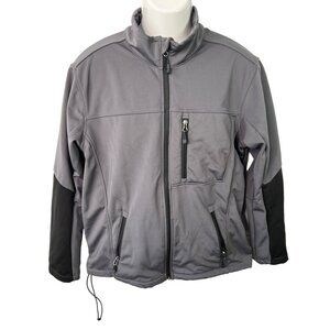 Swiss Tech Softshell Jacket Full Zip Lightweight Gray Black‎ Mens Hiking Size L